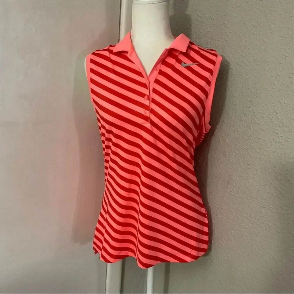 Nike Precision Print Sleeveless Golf Polo Shirt Lava Glow/Max Orange M Dopamine